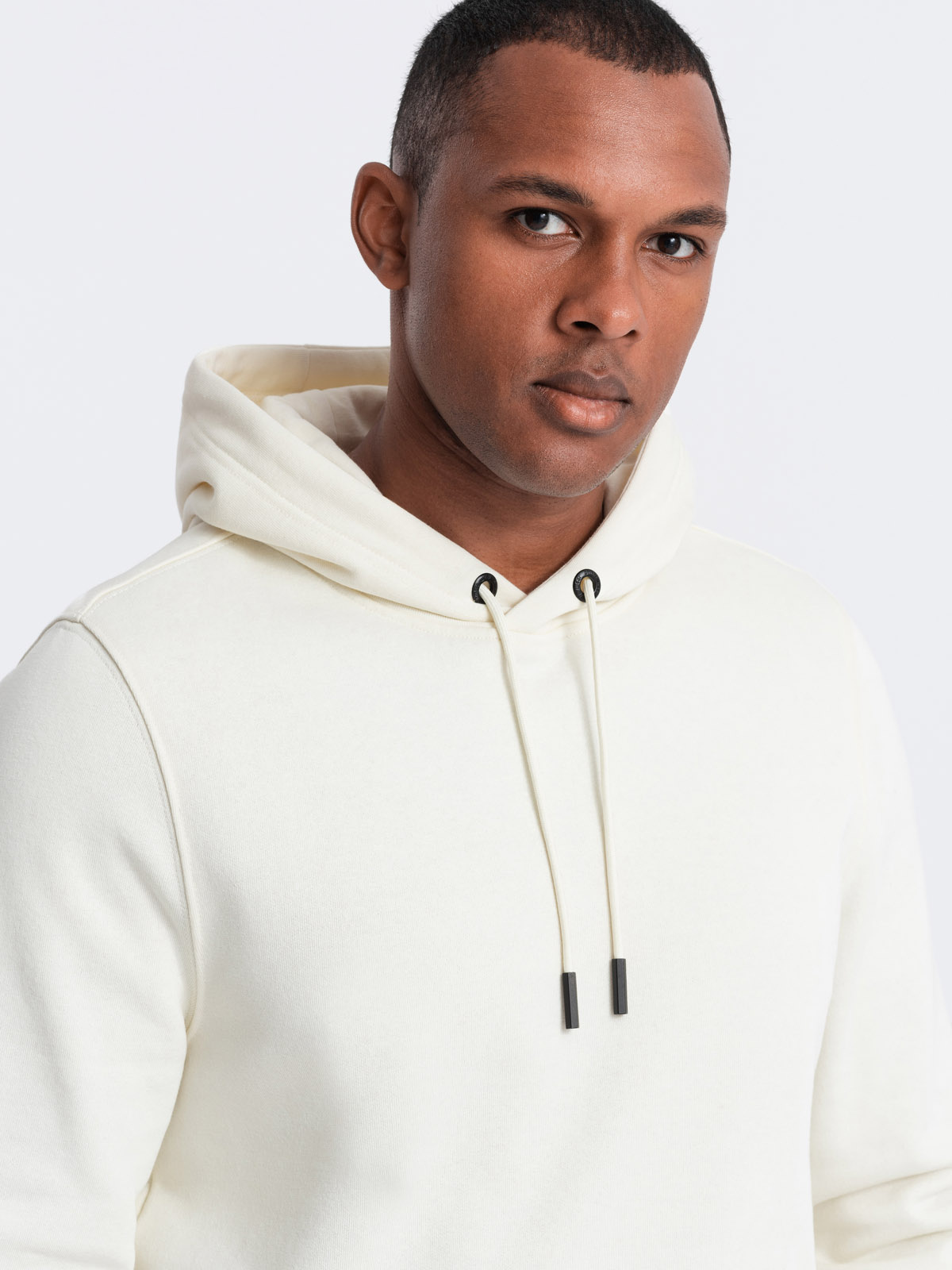 Ombre Men&#039;s BASIC cotton kangaroo hooded sweatshirt - cream