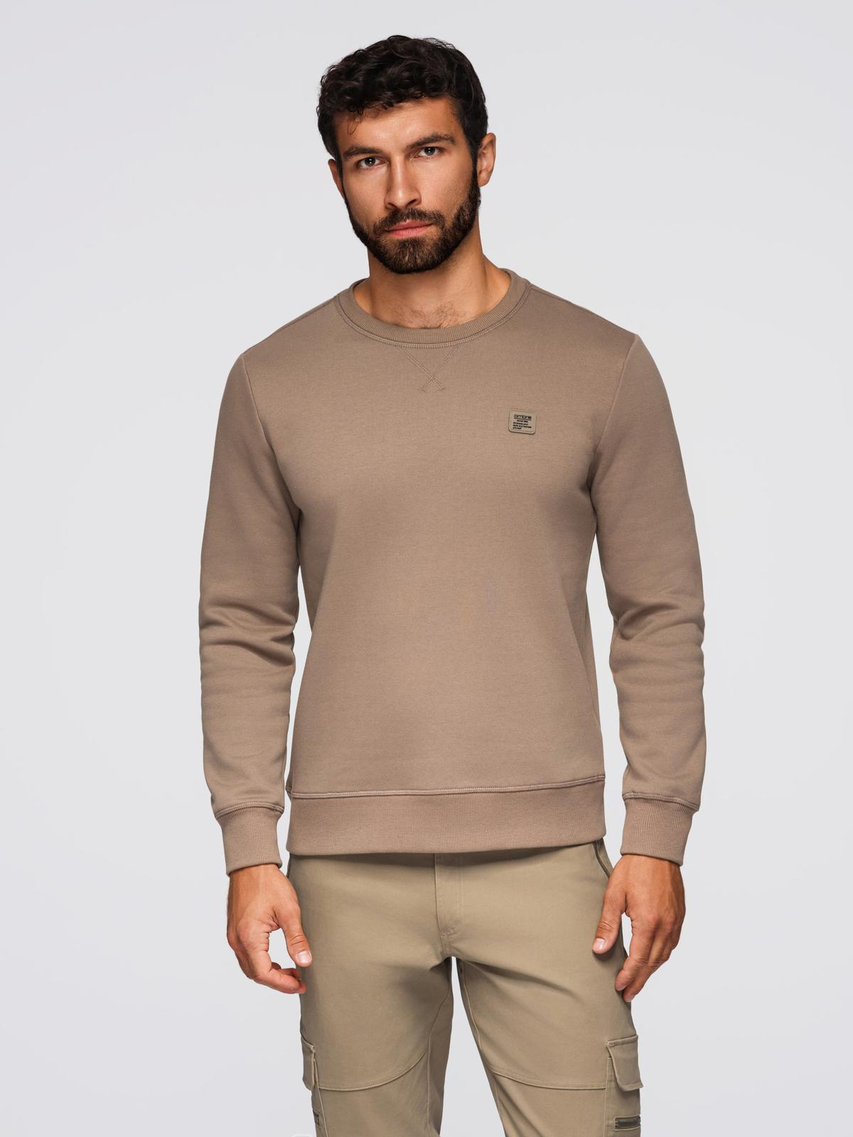 Ombre Classic men's sweatshirt with round neckline - light brown