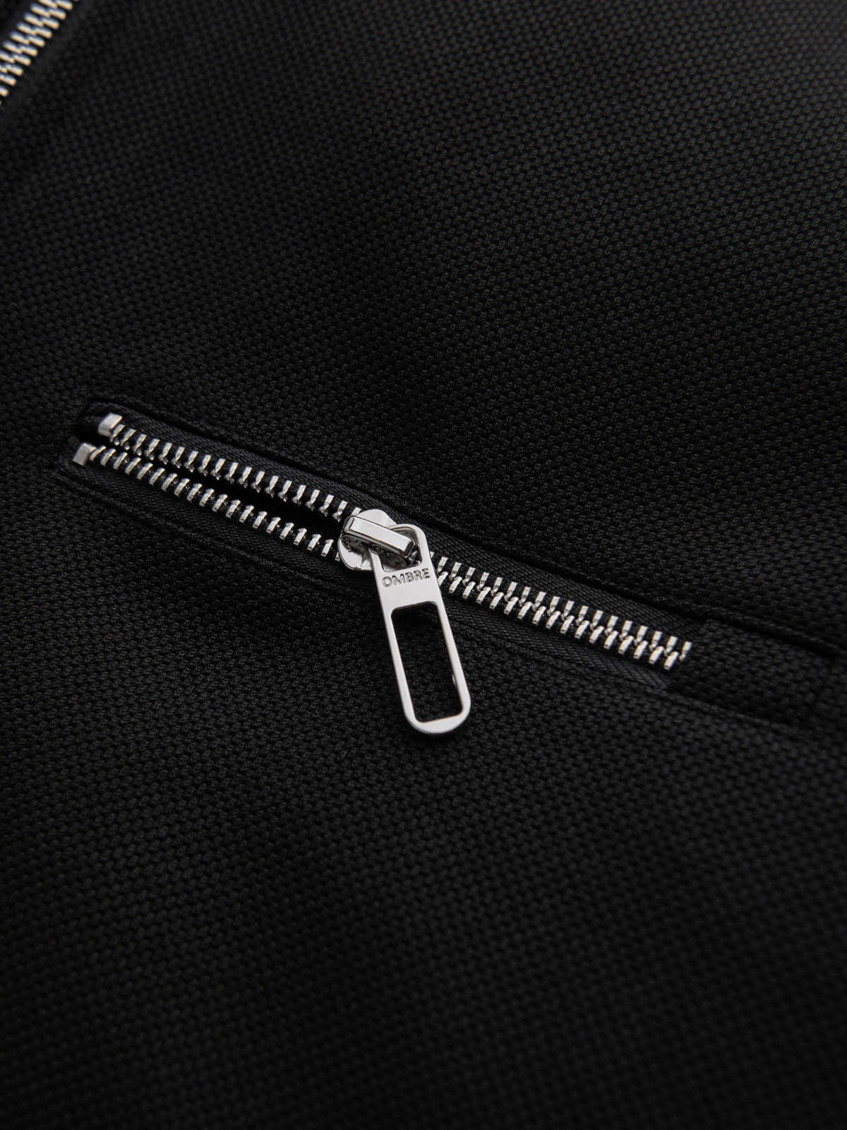 Ombre Men&#039;s biker jacket with collar and pockets - black