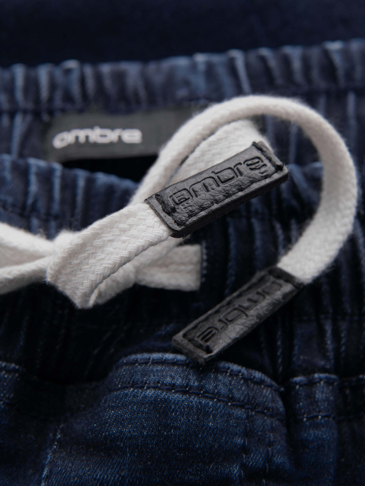 Ombre Men's denim joggers with piping - dark blue