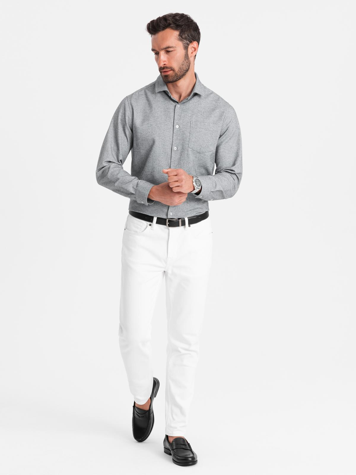 Ombre Men's shirt with pocket REGULAR FIT - grey melange