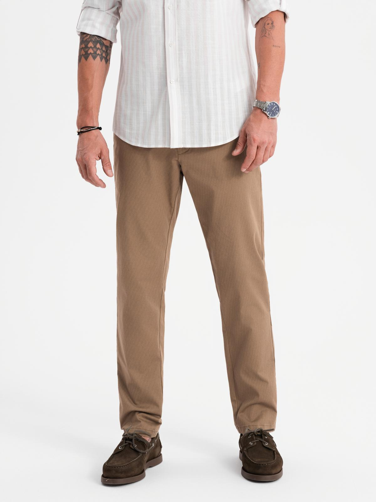 Ombre Men&#039;s REGULAR FIT chino pants with fine texture - dark beige