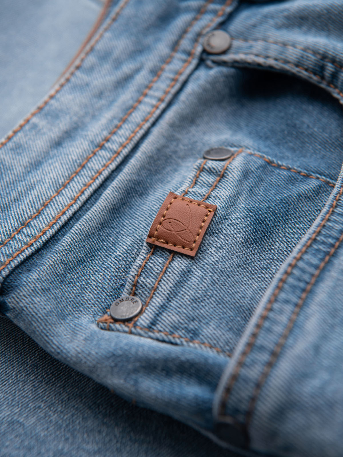 Ombre Denim men's shorts with a classic cut - light blue