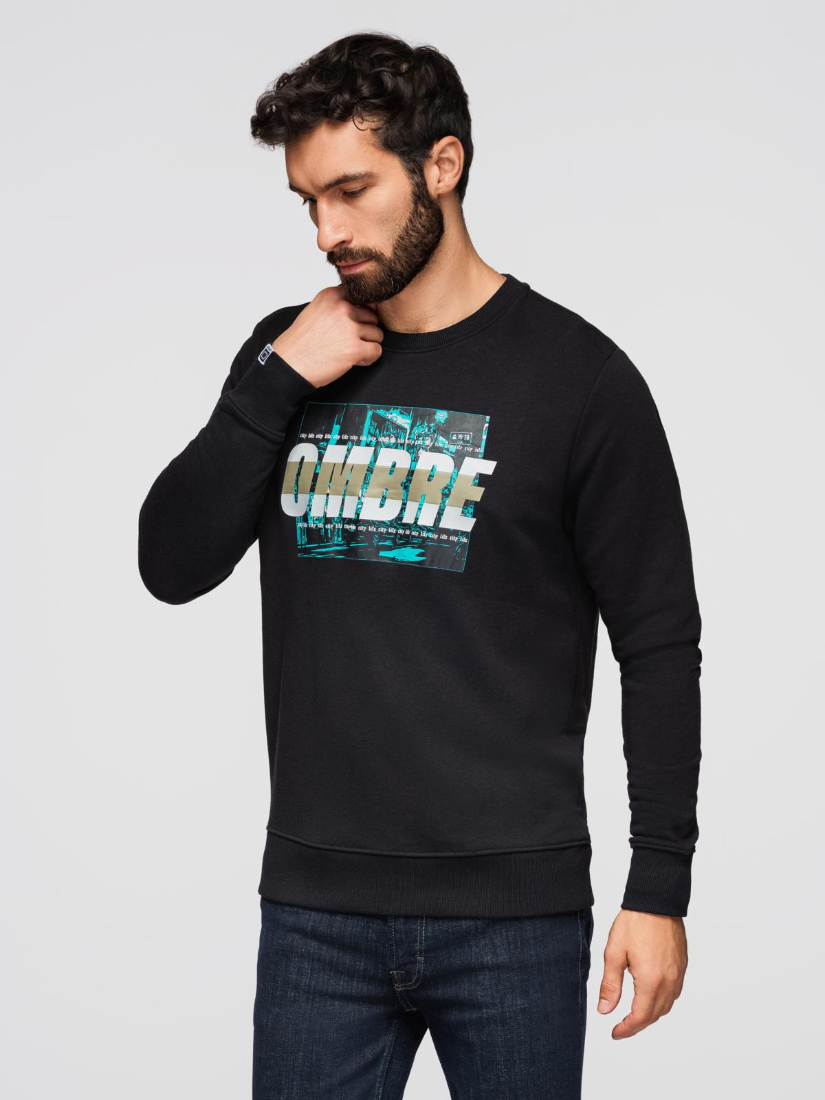 Ombre Men's printed sweatshirt worn over the head - black