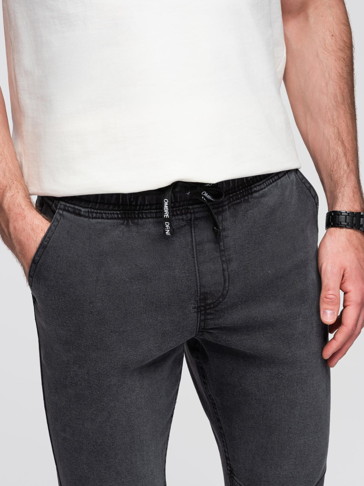 Ombre Men&#039;s JOGGERS denim pants with wash effect - grey