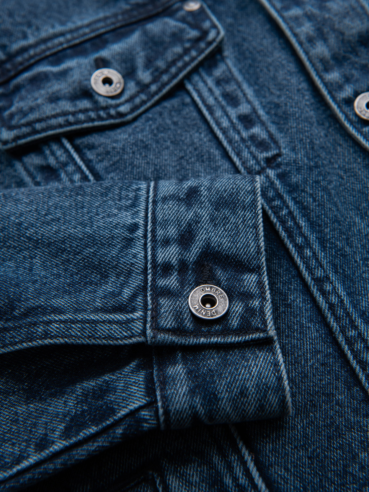 Ombre Men&#039;s denim katana jacket with washem - blue