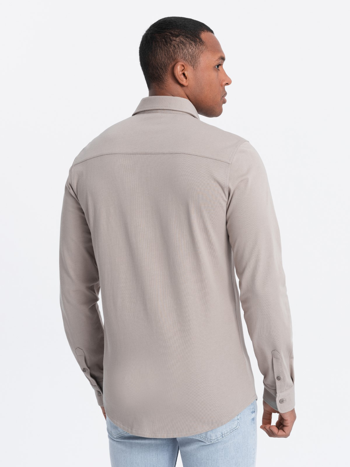 Ombre Men&#039;s REGULAR cotton single jersey knit shirt - ash