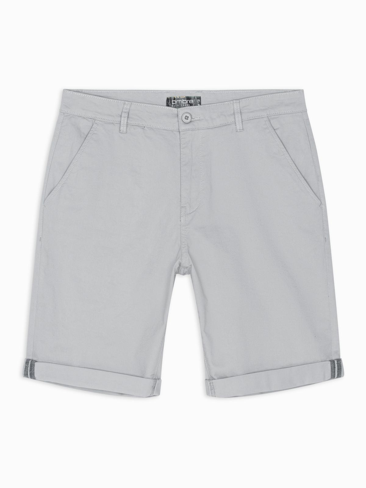 Ombre Men's classic chino shorts with rolled up leg - grey