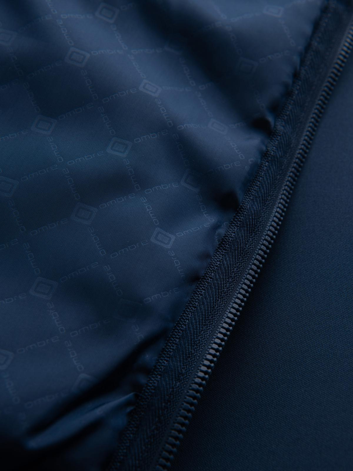 Ombre Men's quilted bomber jacket - navy blue