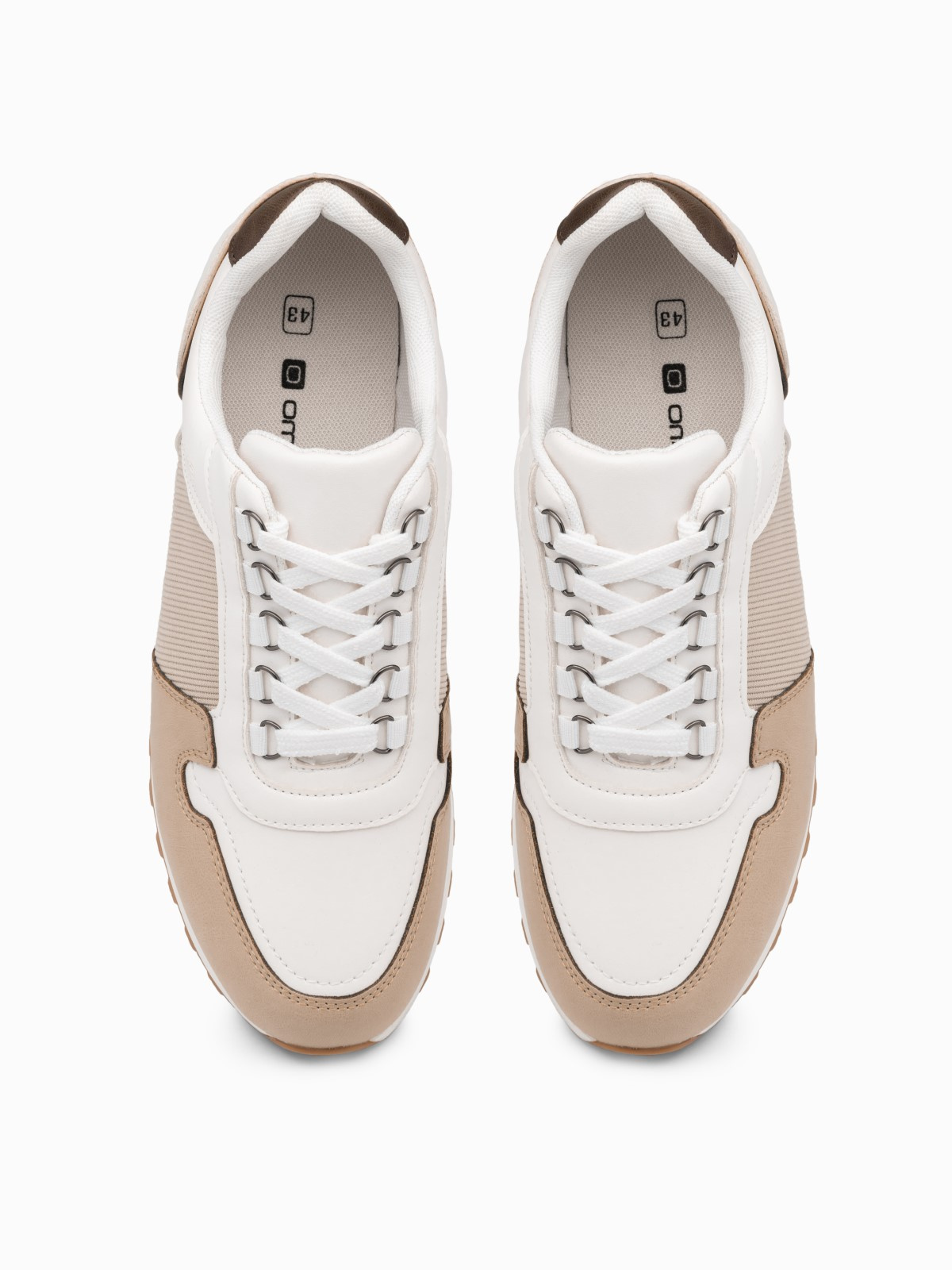 Ombre Patchwork men&#039;s sneaker shoes with combined materials - white and sand