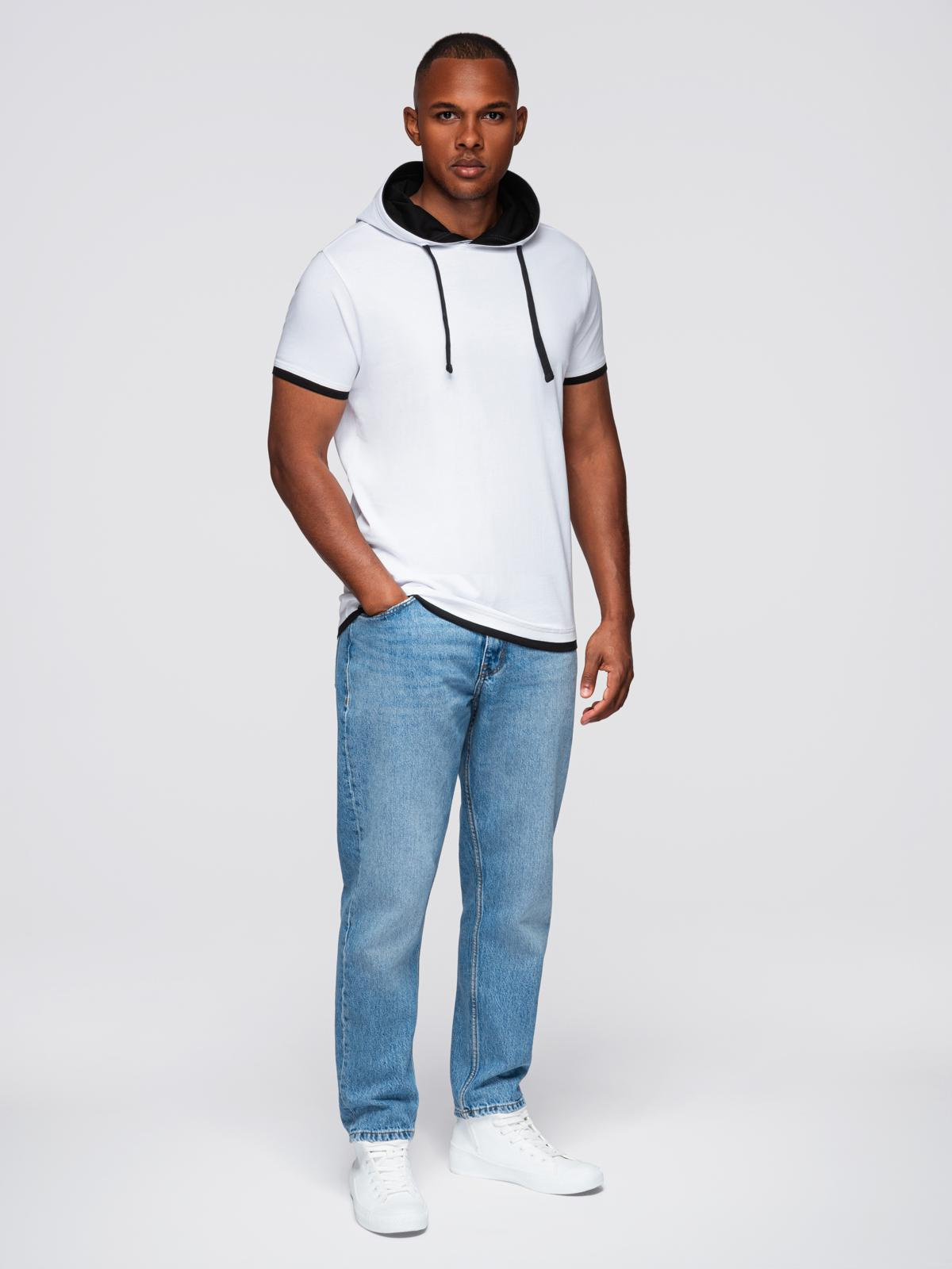 Ombre Men's hooded cotton t-shirt - white