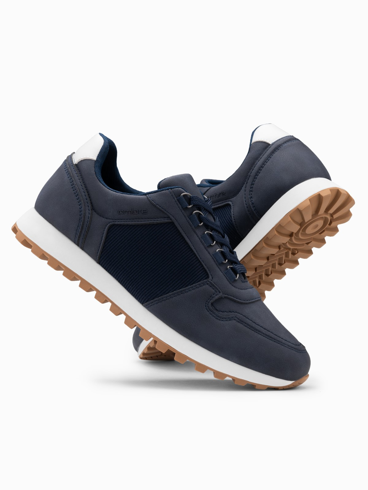 Ombre Patchwork shoes men's sneakers with combined materials - navy blue