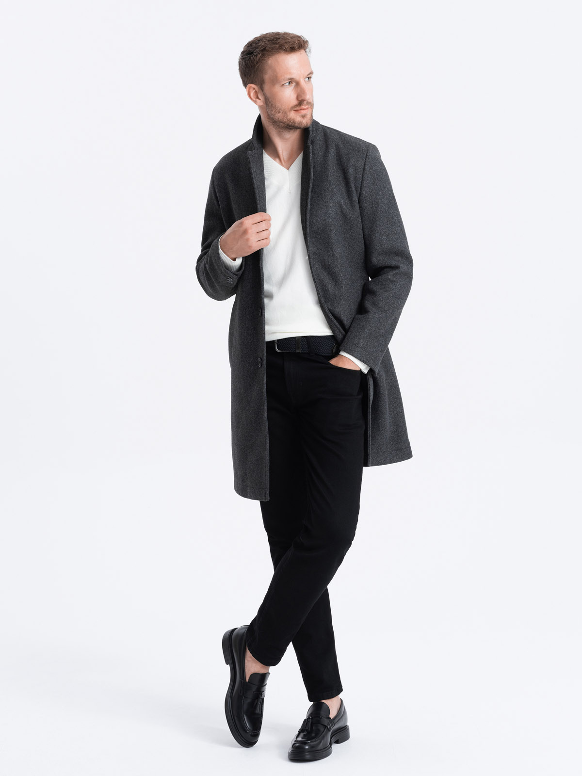 Ombre Men&#039;s lightweight single-breasted coat - graphite