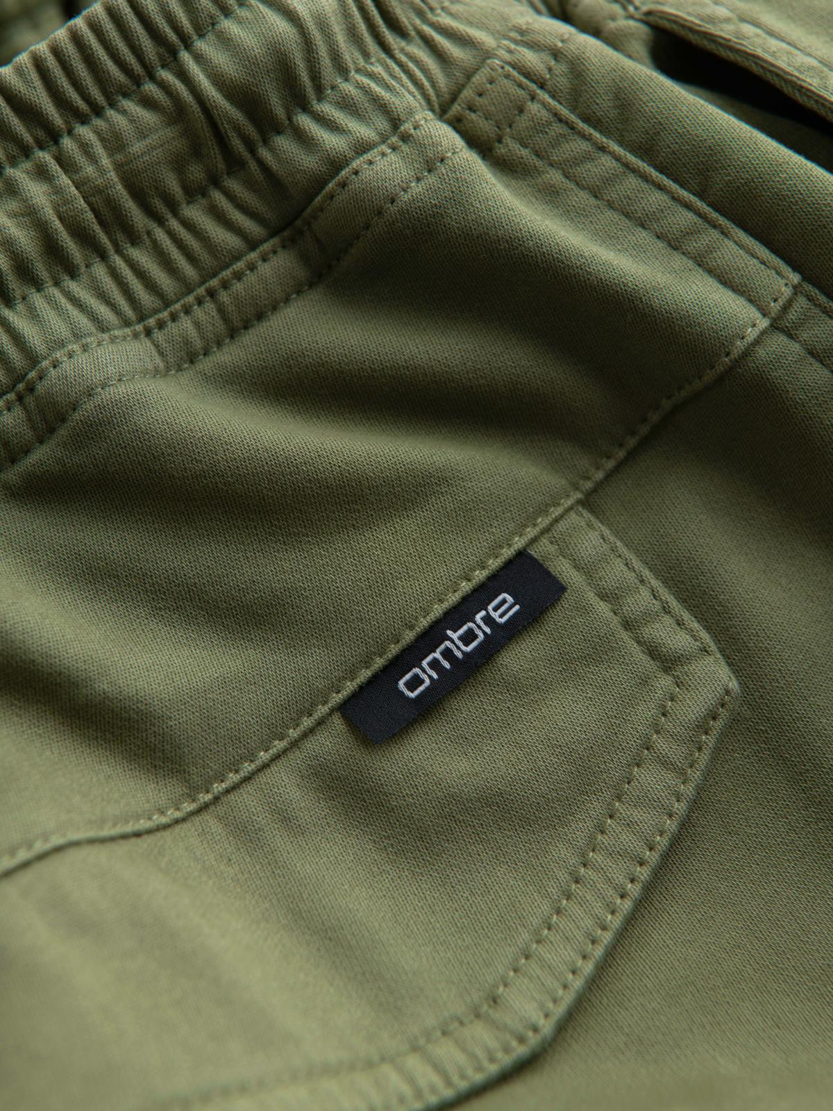 Ombre Men's knit joggers with cargo pockets - olive