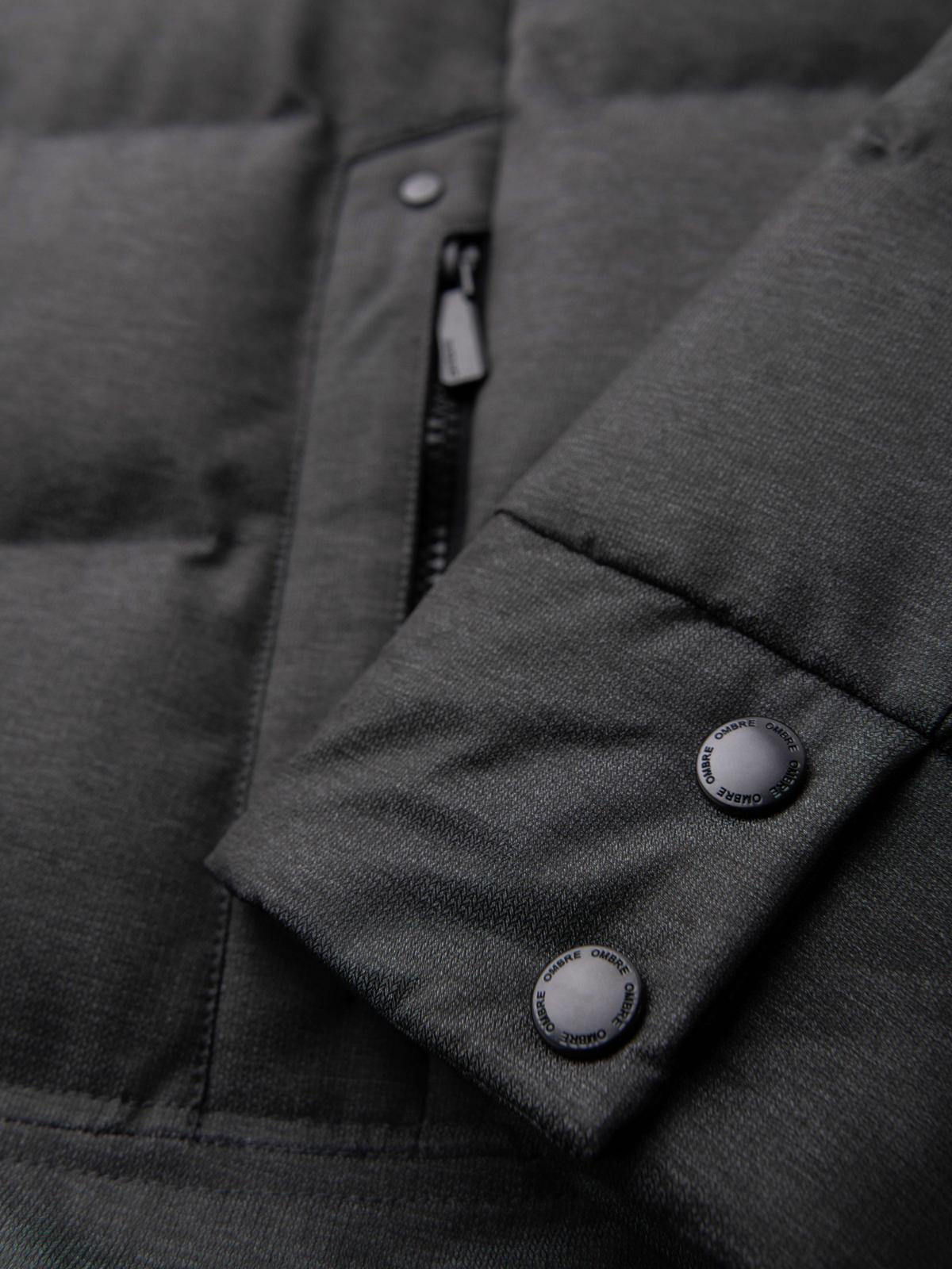 Ombre Men&#039;s long quilted jacket with hood - grey