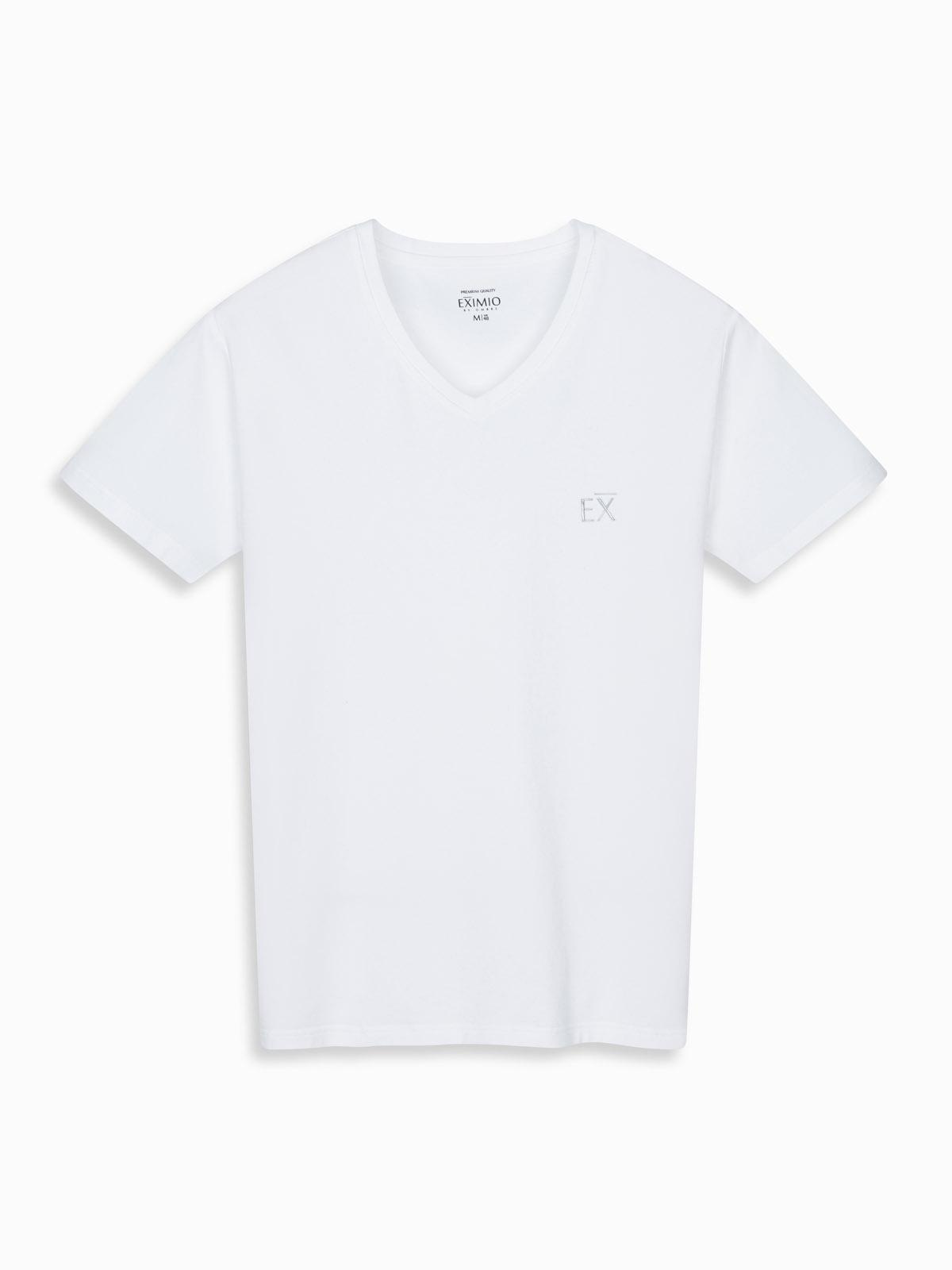 Ombre Men's V-neck SLIM FIT t-shirt with elastane and print - white