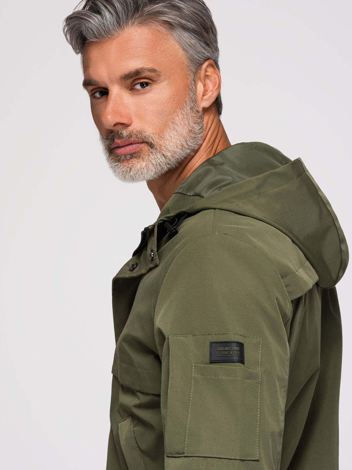 Ombre Men's functional transitional jacket with hood - olive