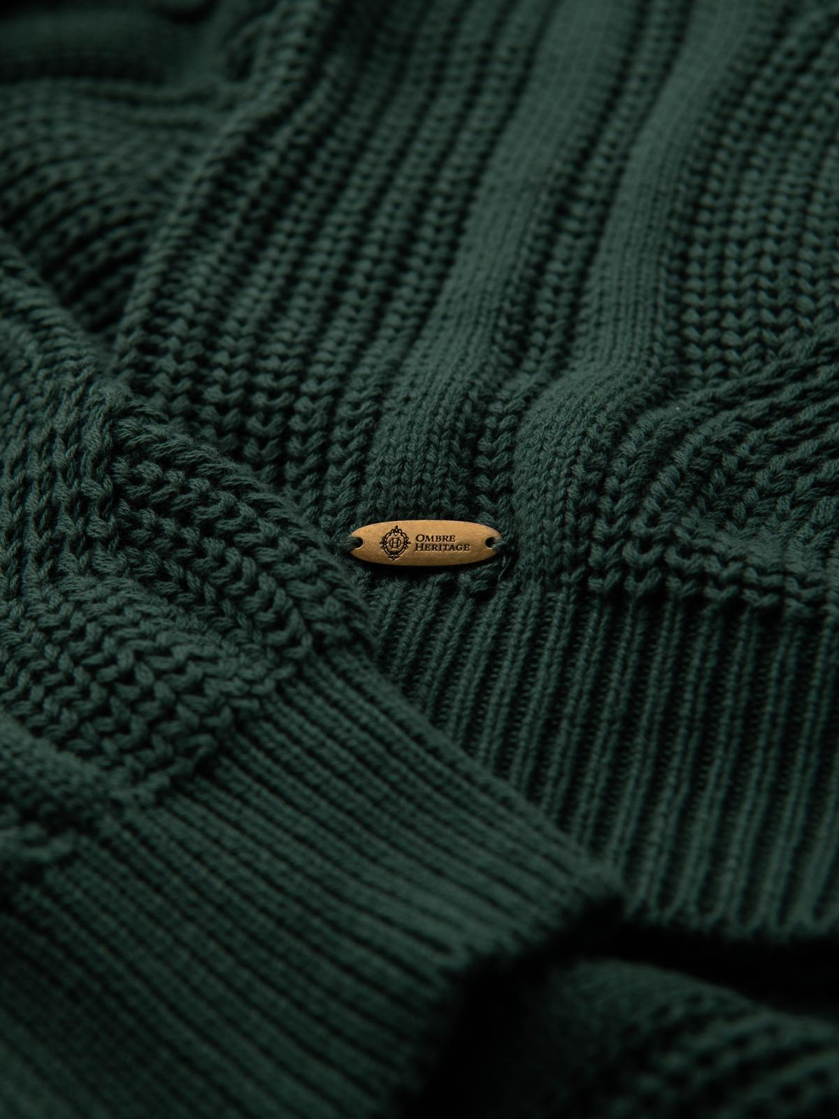 Ombre Men's plaid sweater with crew neckline - green