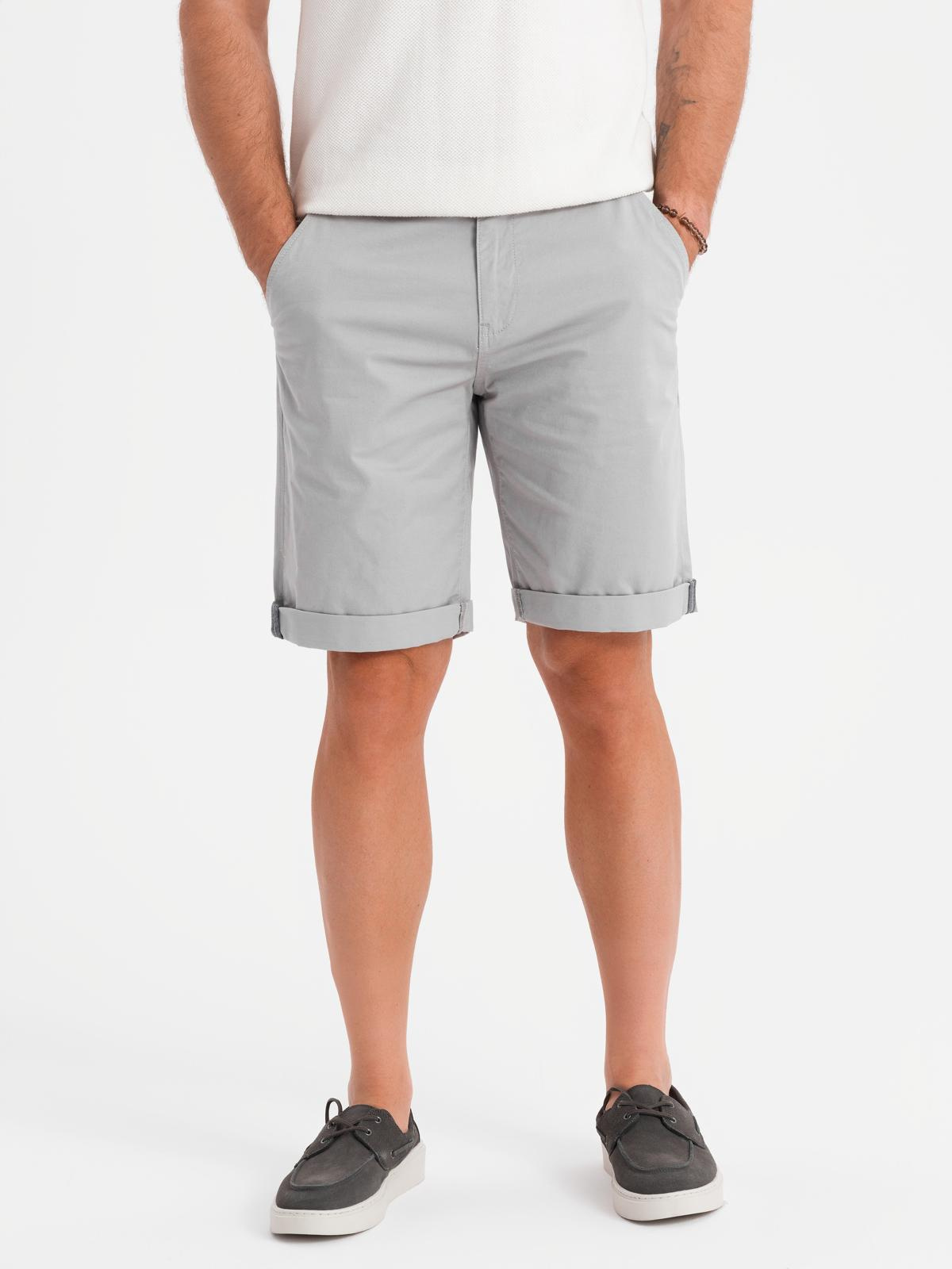 Ombre Men's classic chino shorts with rolled up leg - grey