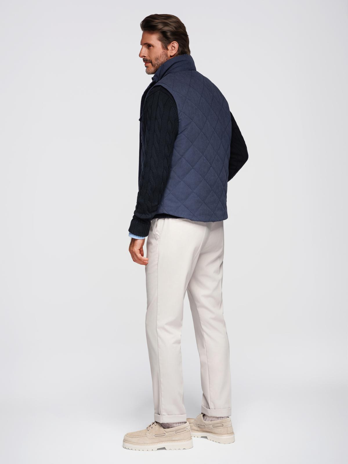 Ombre Men&#039;s peach effect quilted sleeveless jacket - navy blue