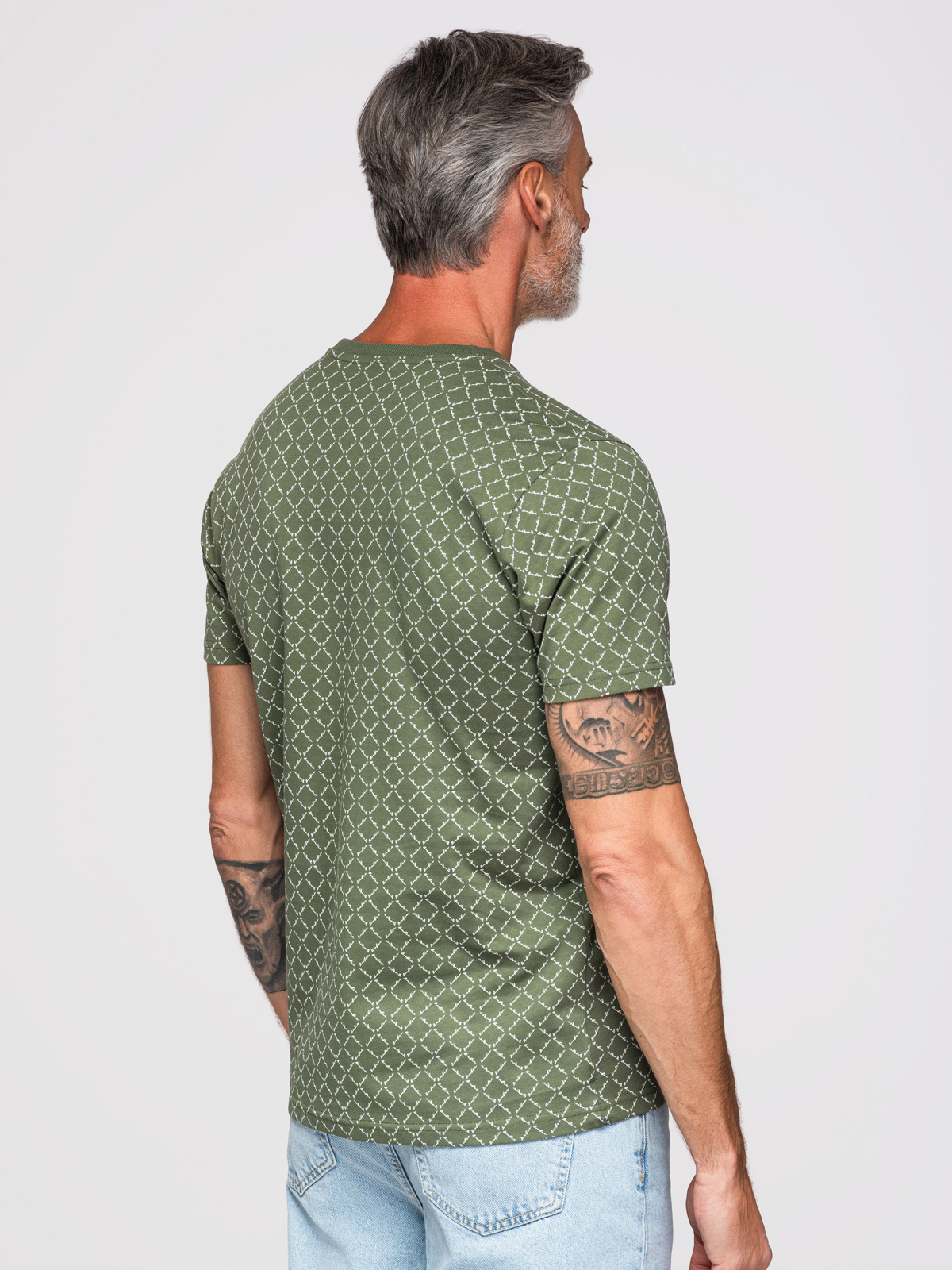 Ombre Men's full print knit shirt - olive