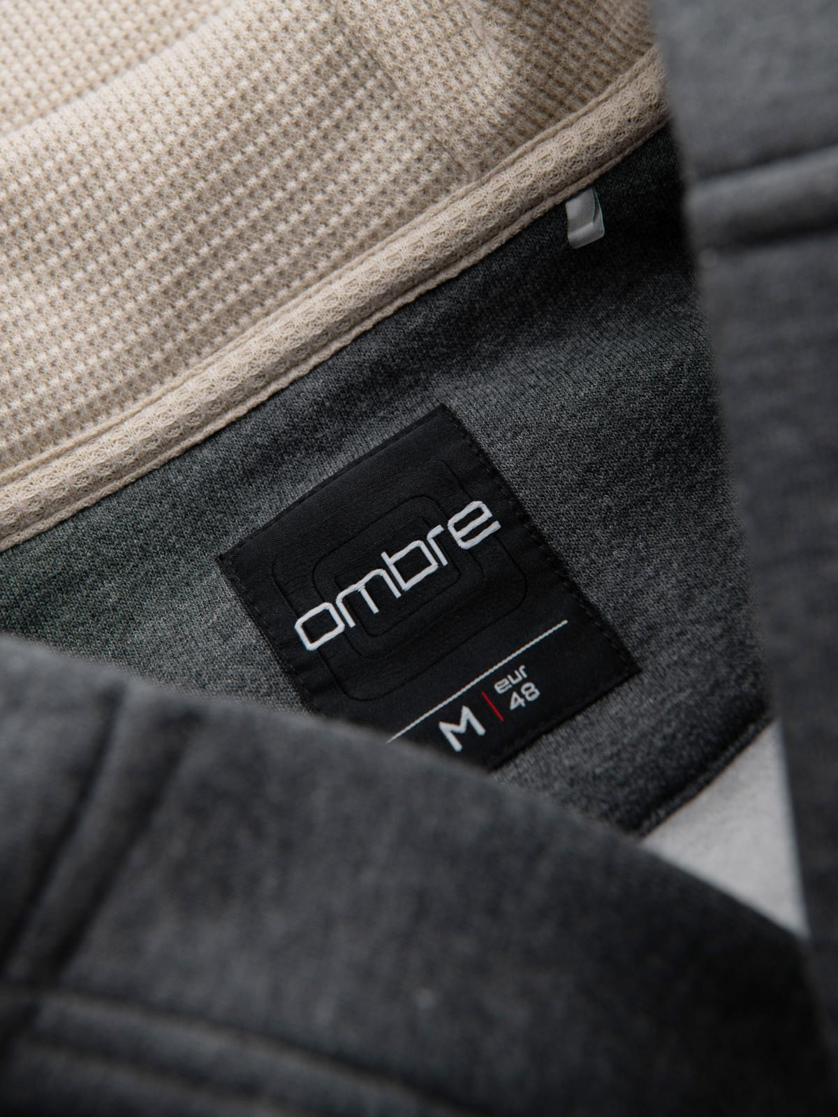 Ombre Men&#039;s button-down hooded sweatshirt - graphite melange