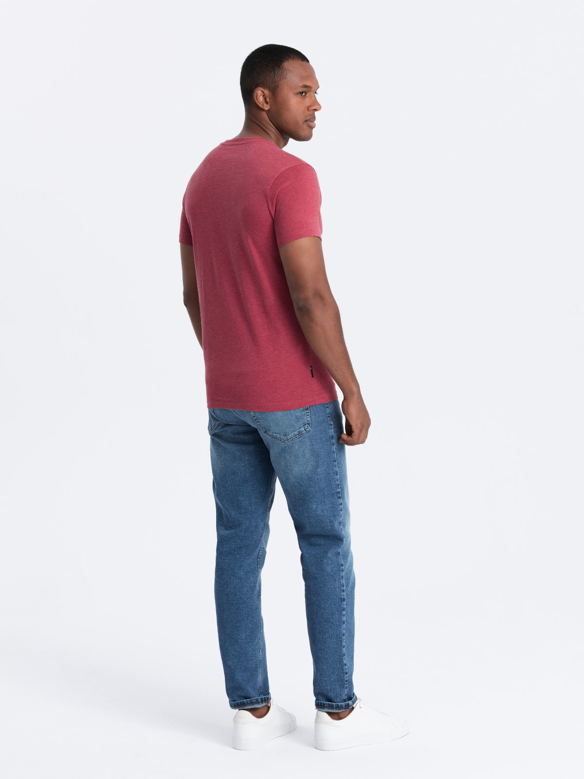 Ombre Men's T-shirt with round henley neckline - red