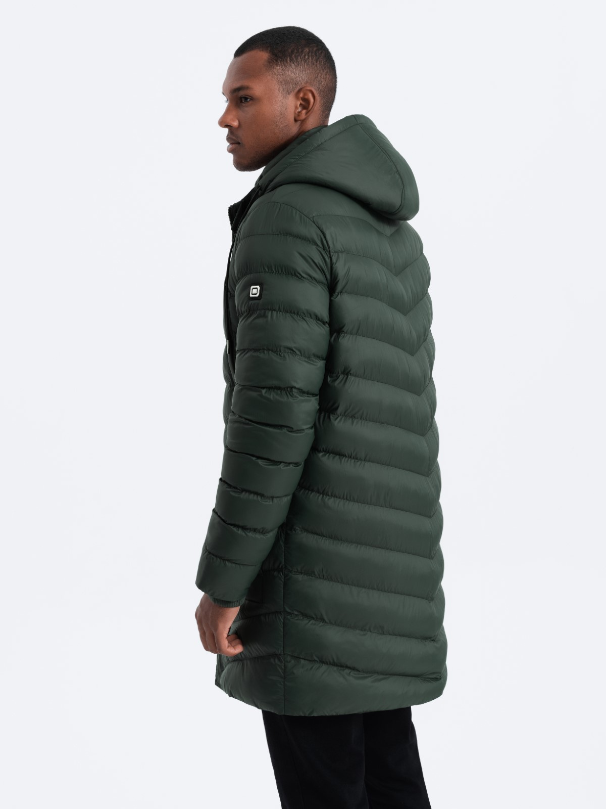 Ombre Men's winter quilted parka jacket - dark olive green