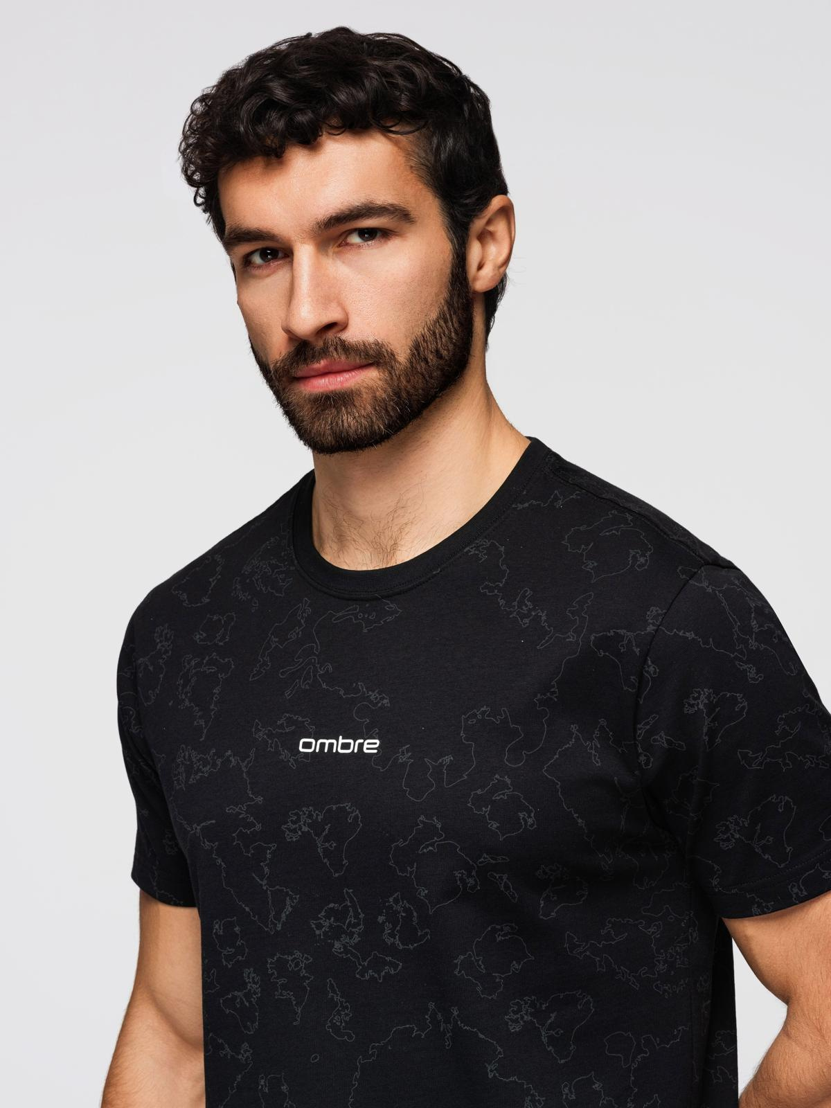 Ombre Men's cotton t-shirt with double printed logo - white