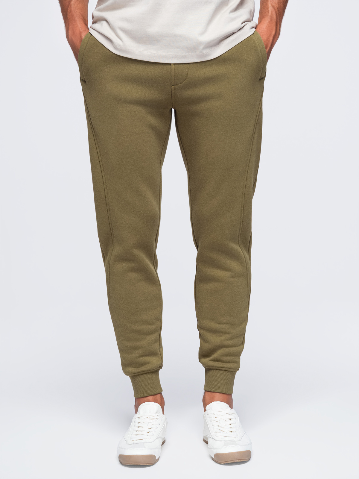 Ombre BASIC men's jogger tracksuit bottoms – olive green