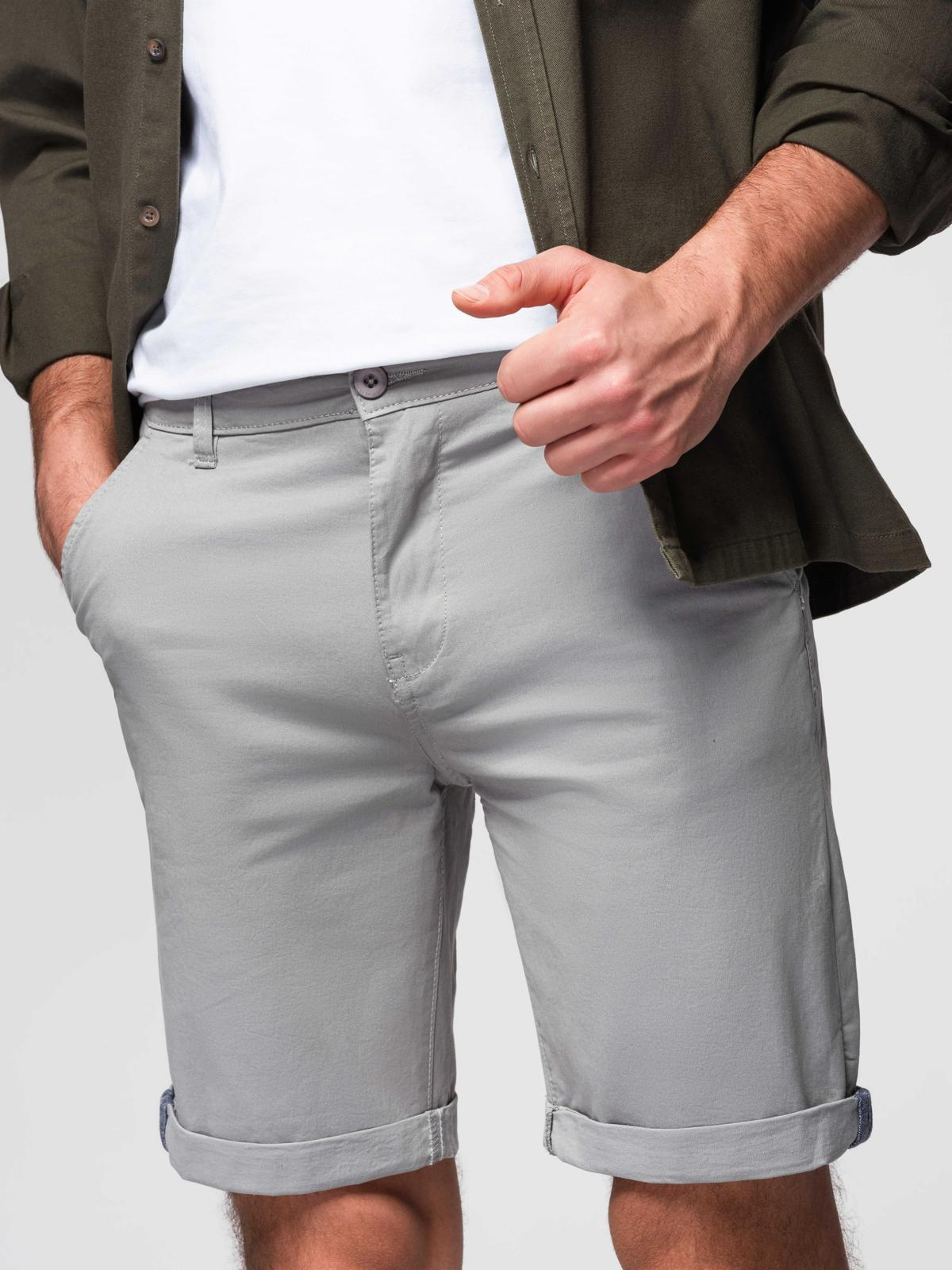 Ombre Men's classic chino shorts with rolled up leg - grey