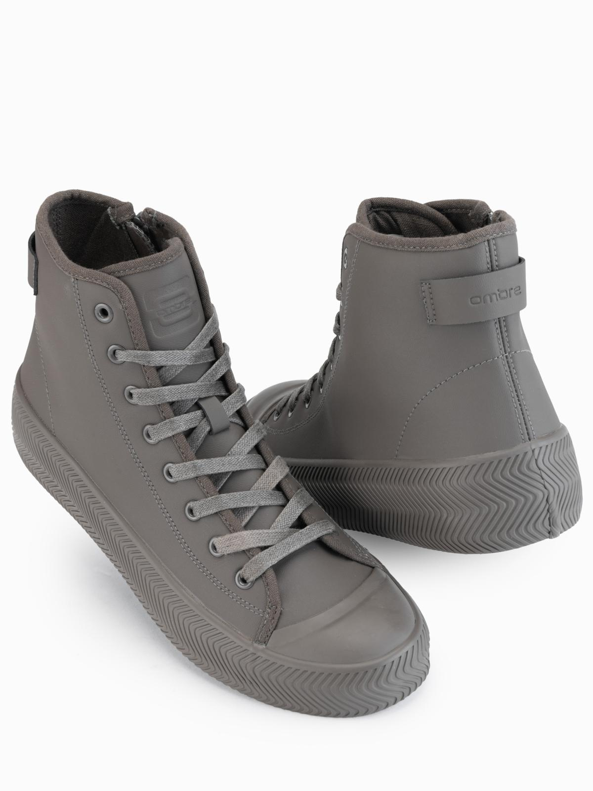 Ombre Men's high top sneakers with zipper for easy donning - dark beige
