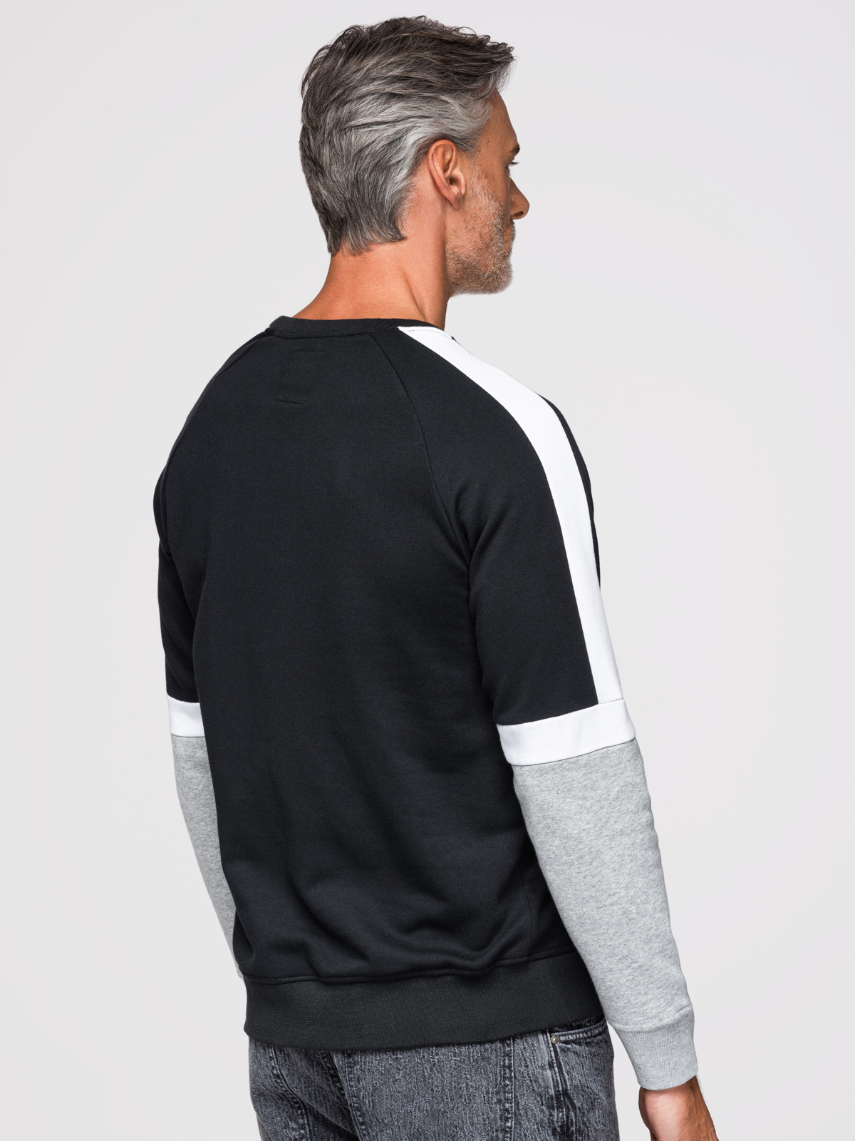 Ombre Tri-color men's sweatshirt with raglan sleeves - black