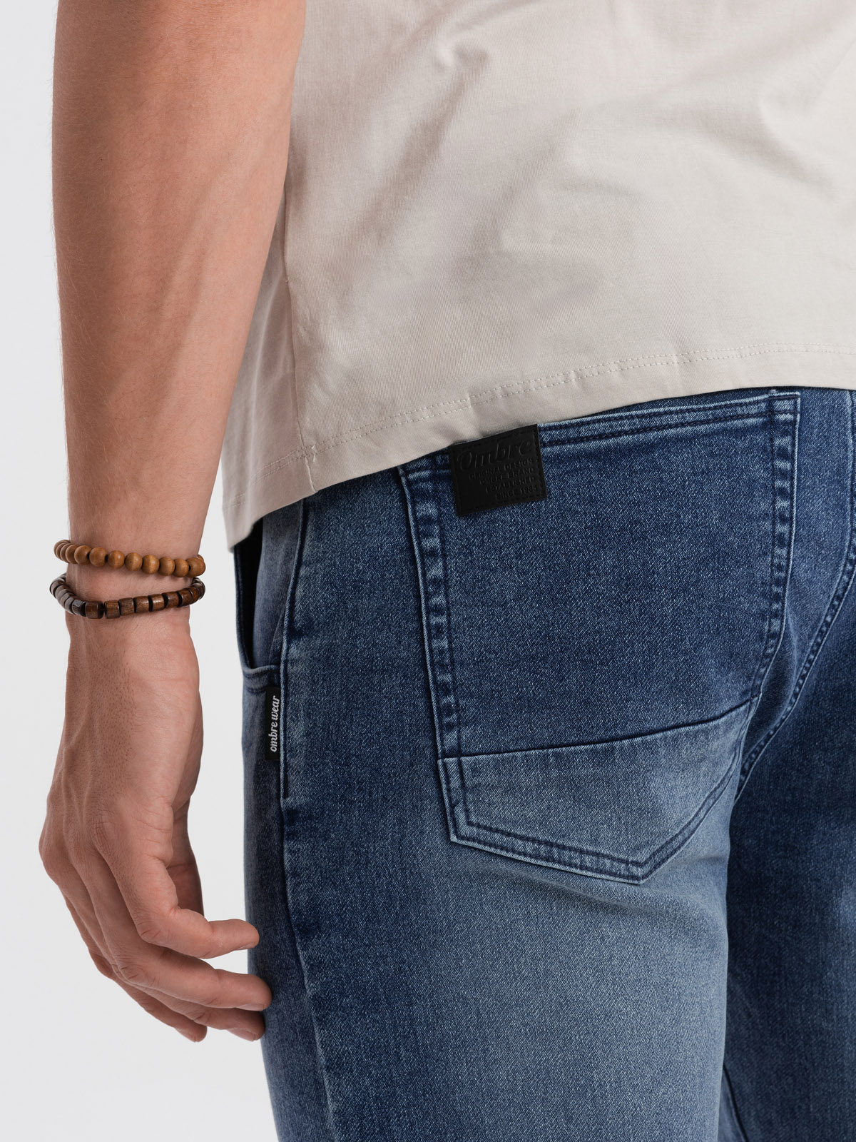 Ombre Men's marbled denim JOGGERY pants - light blue