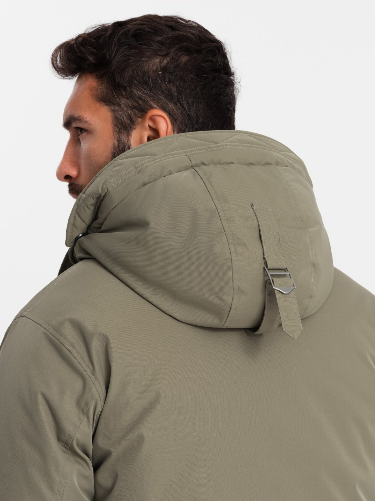Ombre Classic men's long parka jacket - olive