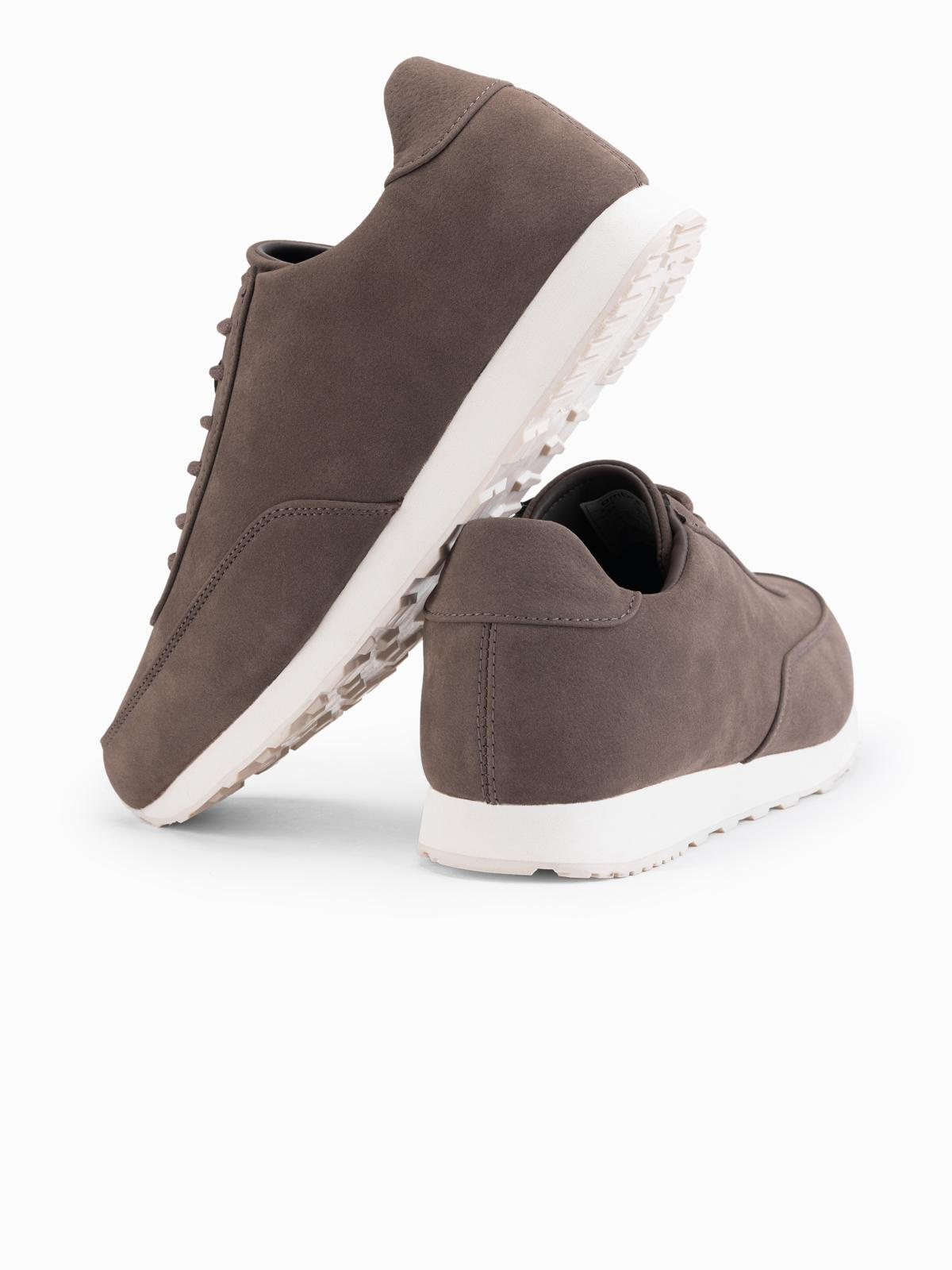 Ombre Men&#039;s eco leather sports sneaker shoes with suede finish - dark brown