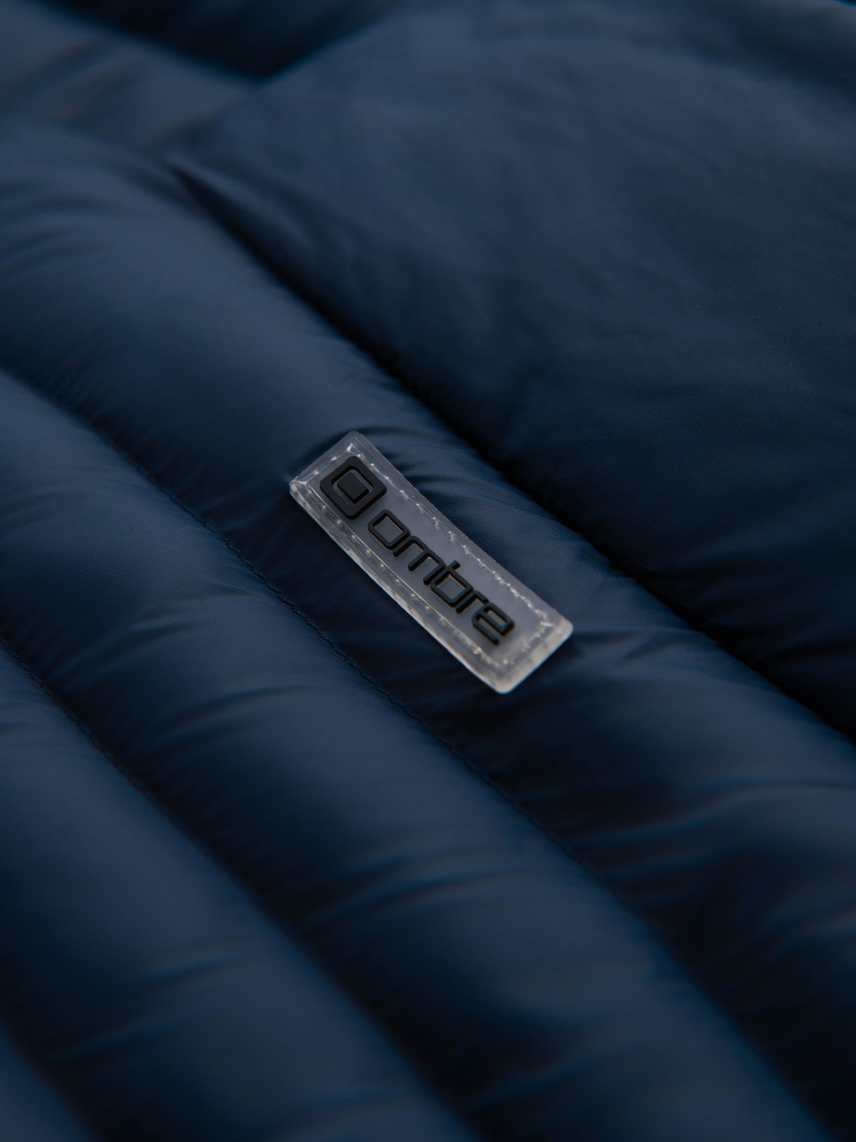 Ombre Men&#039;s quilted jacket with two fasteners - navy blue