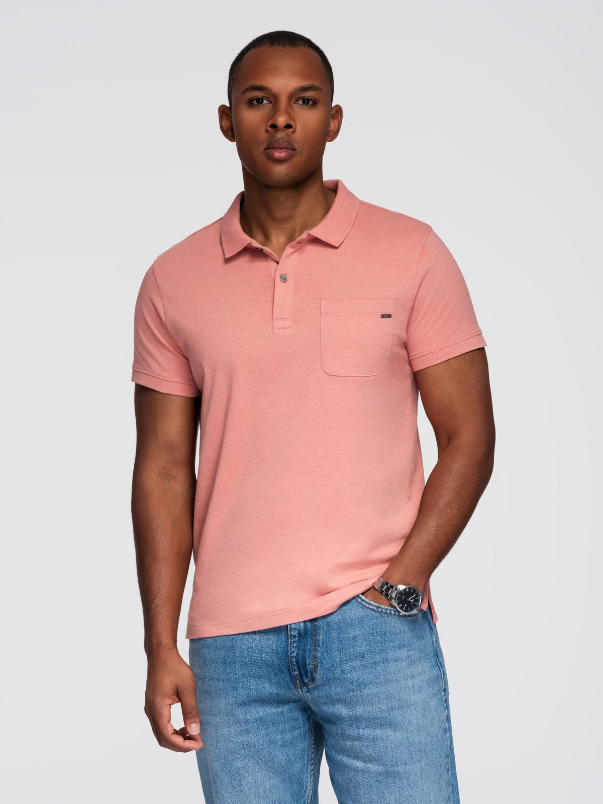Ombre Classic cotton knit polo shirt - pink