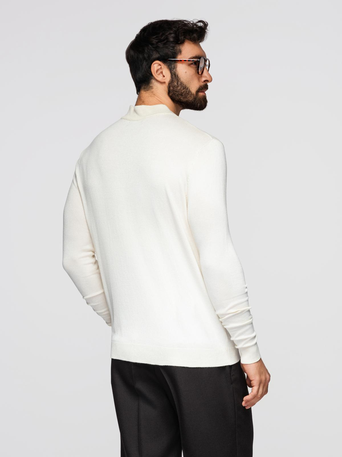 Ombre Men's knitted half turtleneck with viscose - cream
