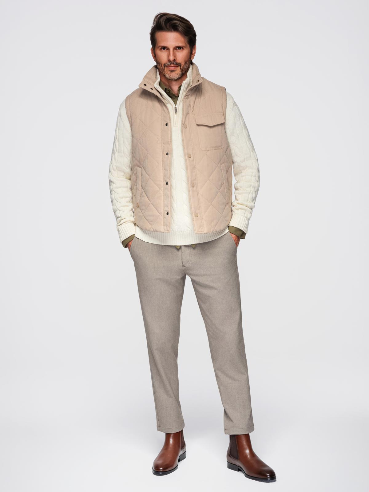 Ombre Men&#039;s peach effect quilted vest - beige