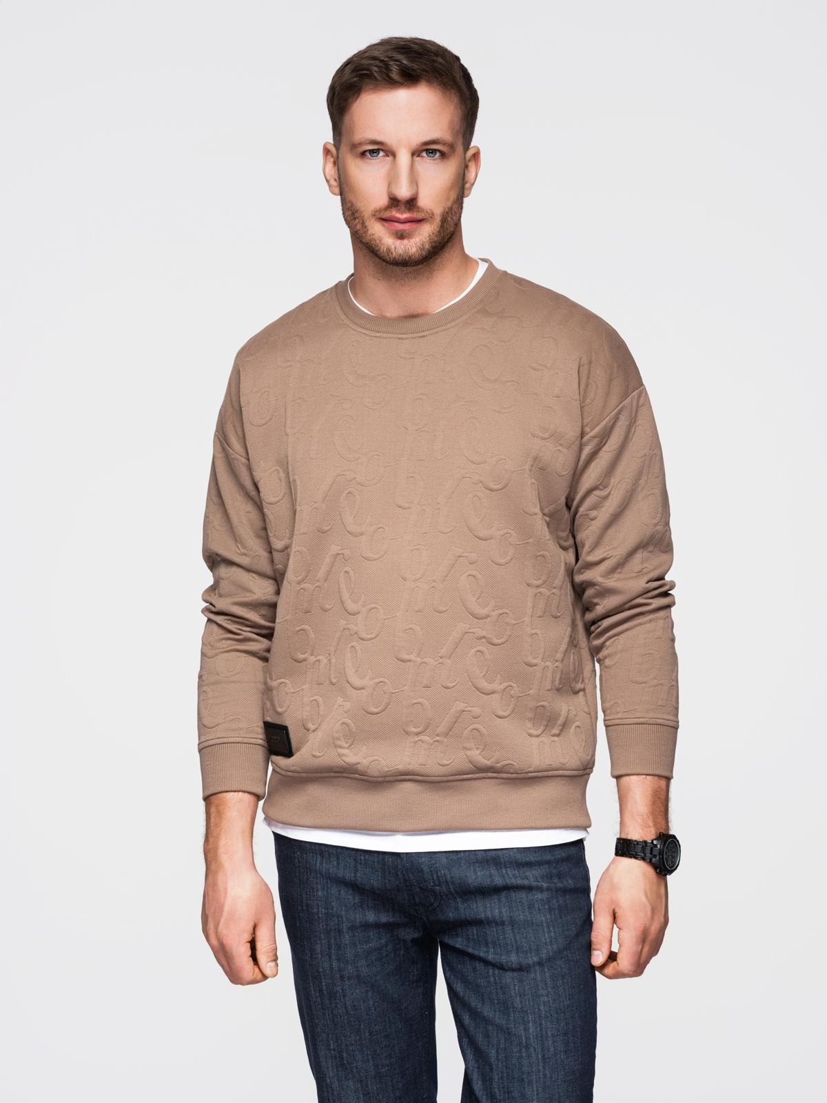 Ombre Men's RELAXED FIT sweatshirt with embossed letters - brown