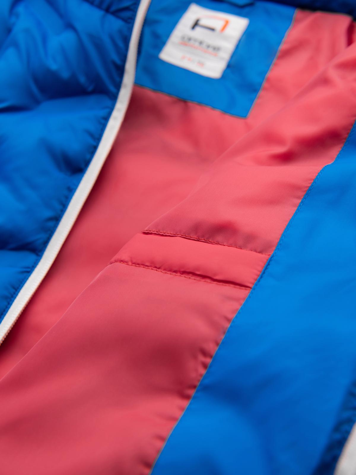 Ombre Men&#039;s quilted jacket with detachable hood - blue and red