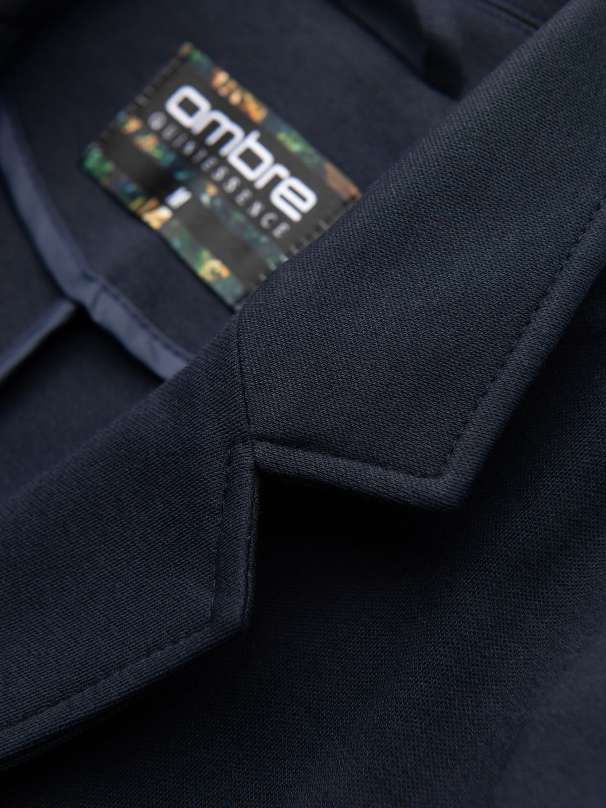 Ombre Men's SLIM knit jacket with subtle texture - navy blue
