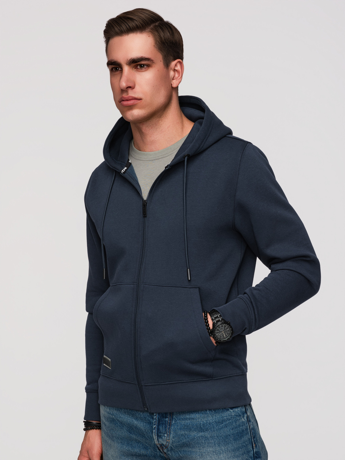 Ombre Men's unbuttoned BASIC sweatshirt - navy blue