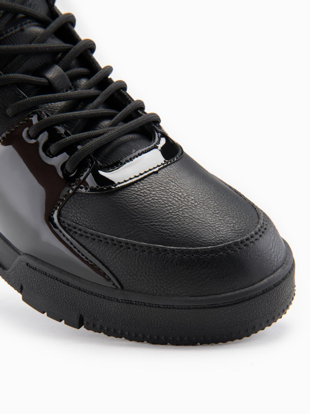 Ombre Men's high boots sneakers with shiny elements - black