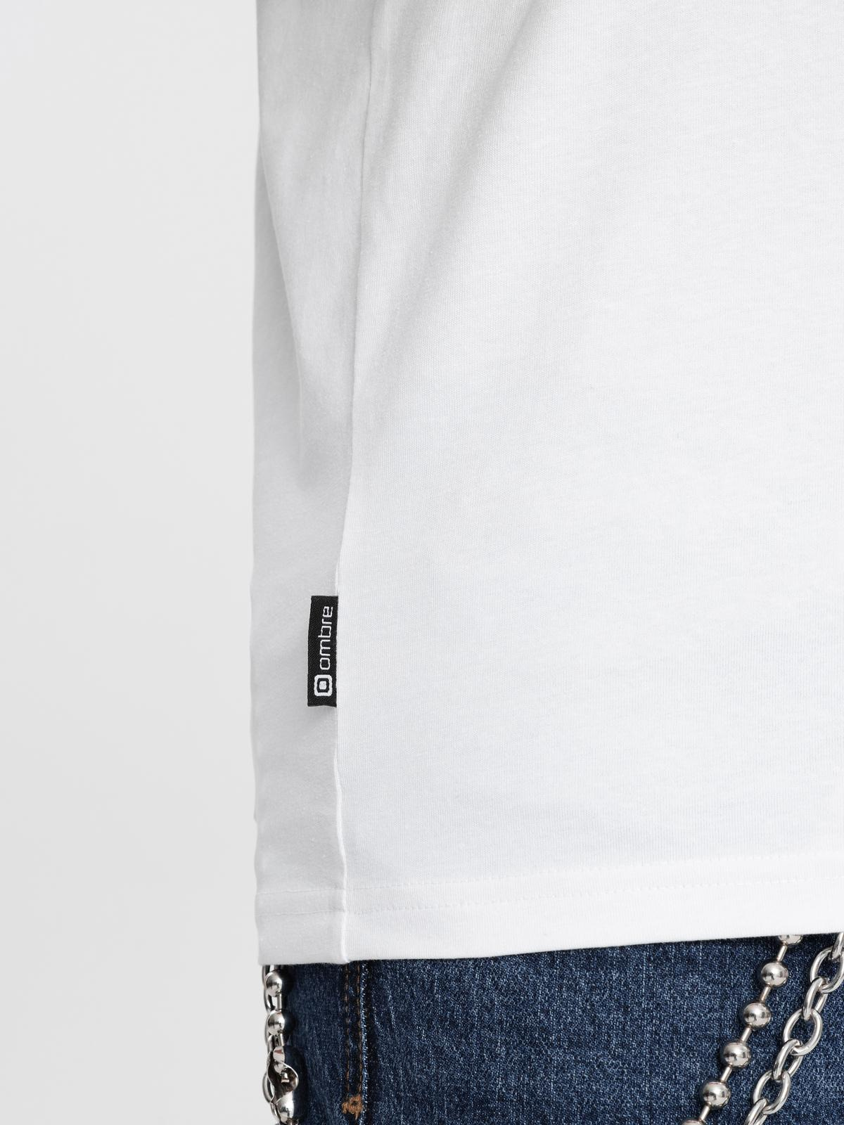 Ombre Set of shirts with V neckline and elastane and subtle logo 3-pack