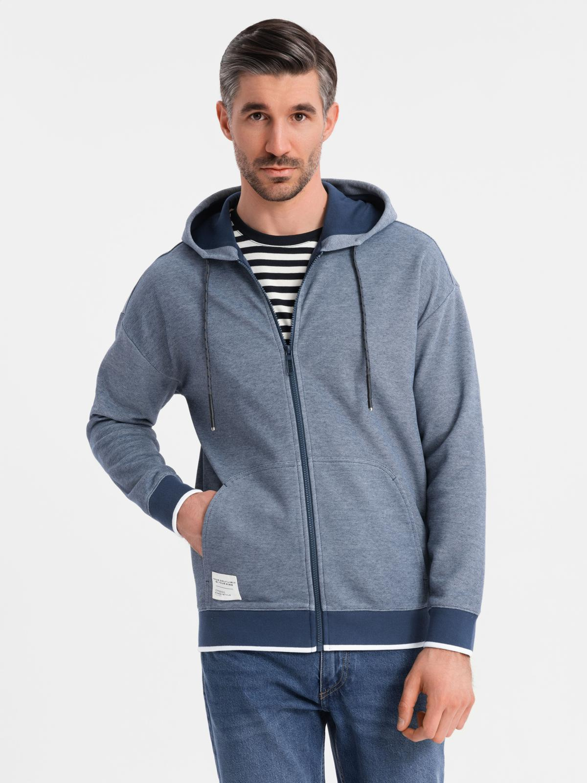 Ombre Men&#039;s soft-textured hooded sweatshirt - navy blue