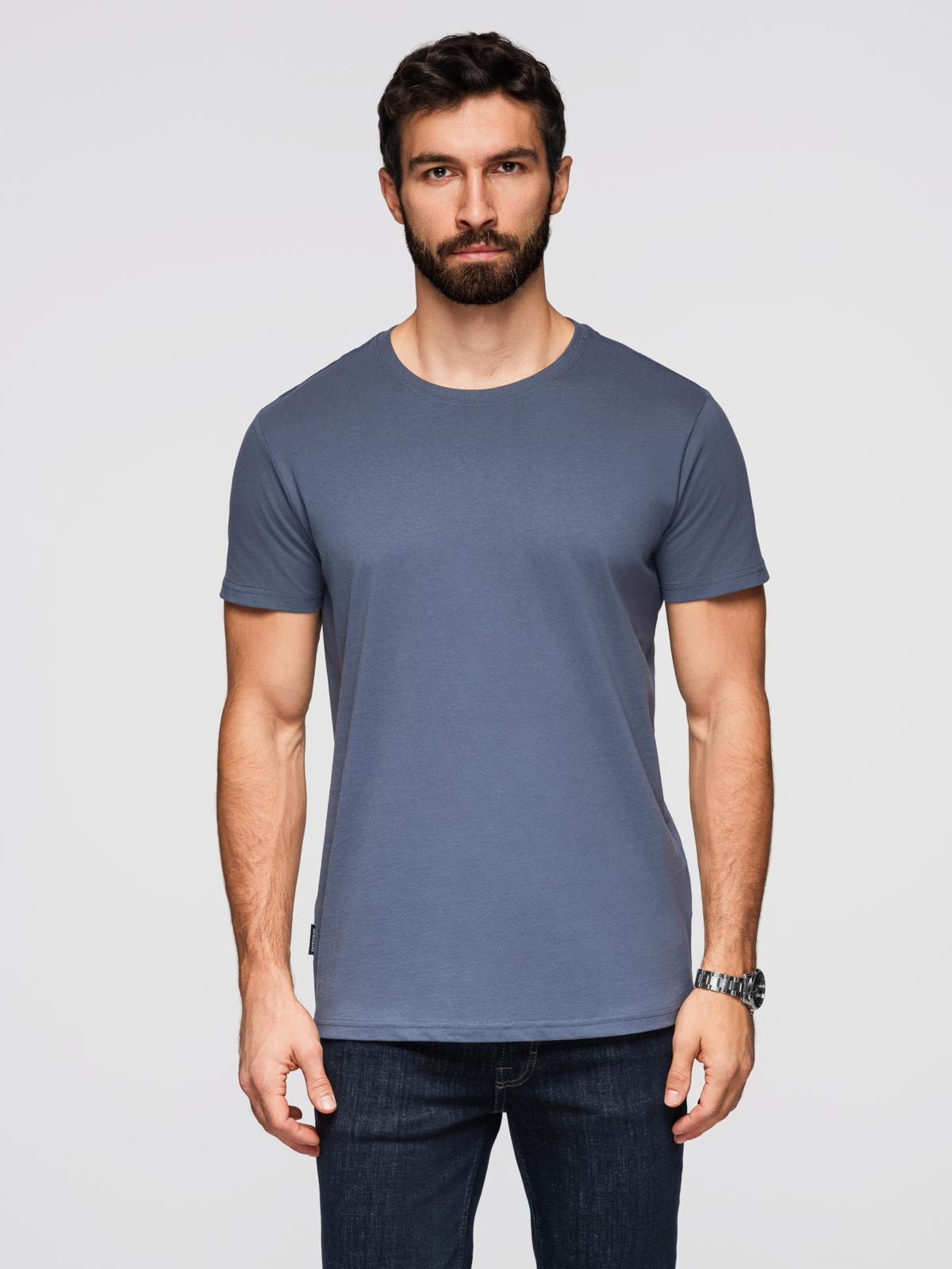 Ombre BASIC men's classic cotton T-shirt - blue denim