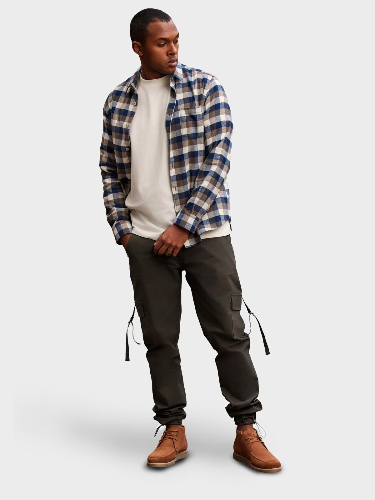 Ombre Men&#039;s STRAIGHT LEG cargo pants with striped pockets - graphite