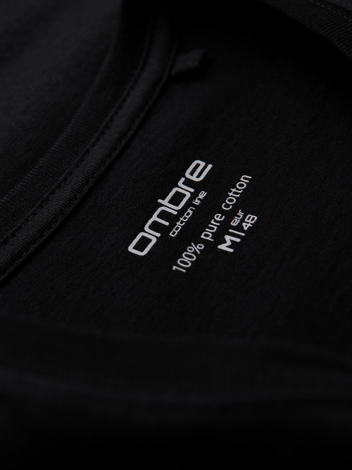 Ombre BASIC men's classic cotton T-shirt with a crew neckline - black